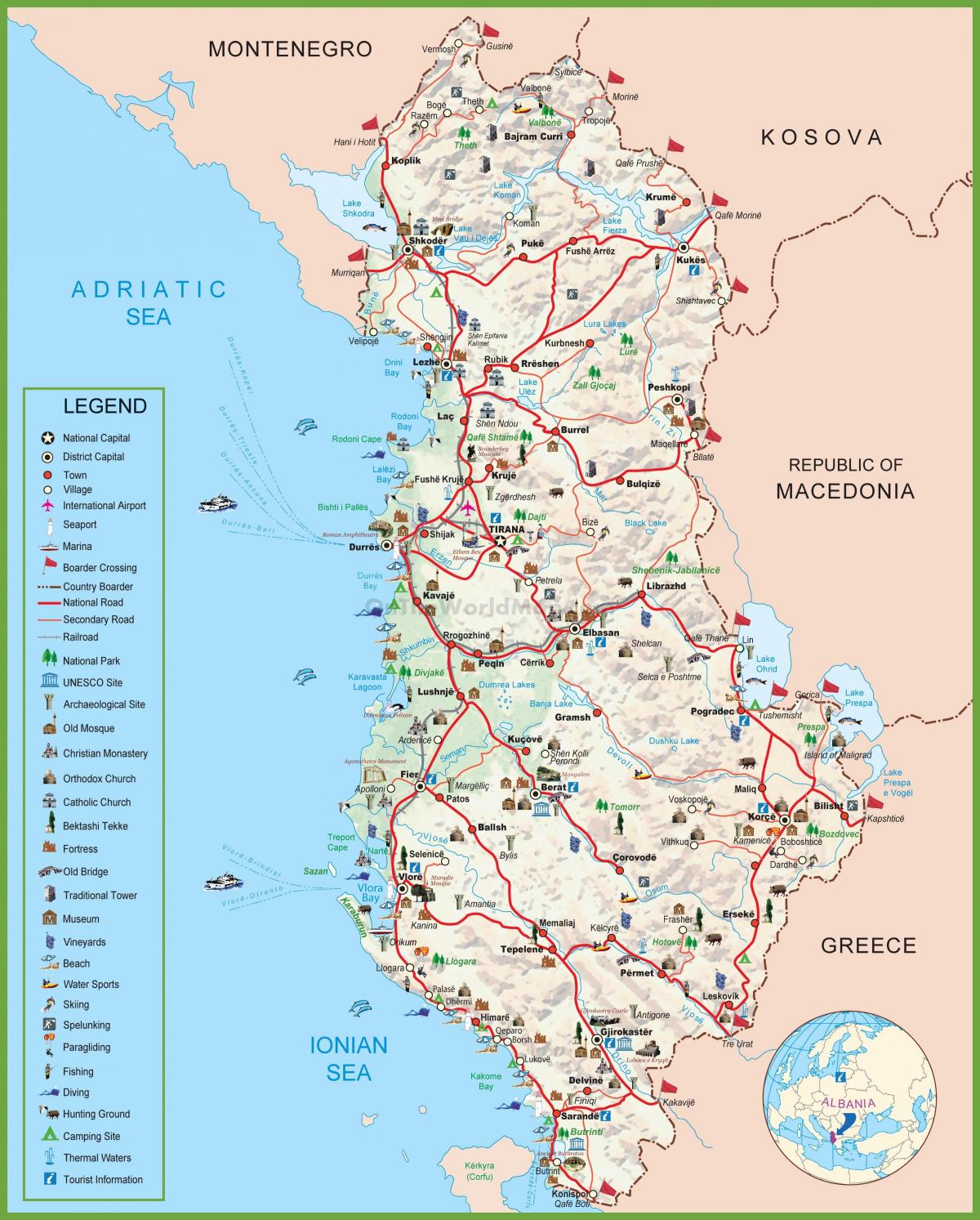 რუკა ალბანეთი ტურისტული