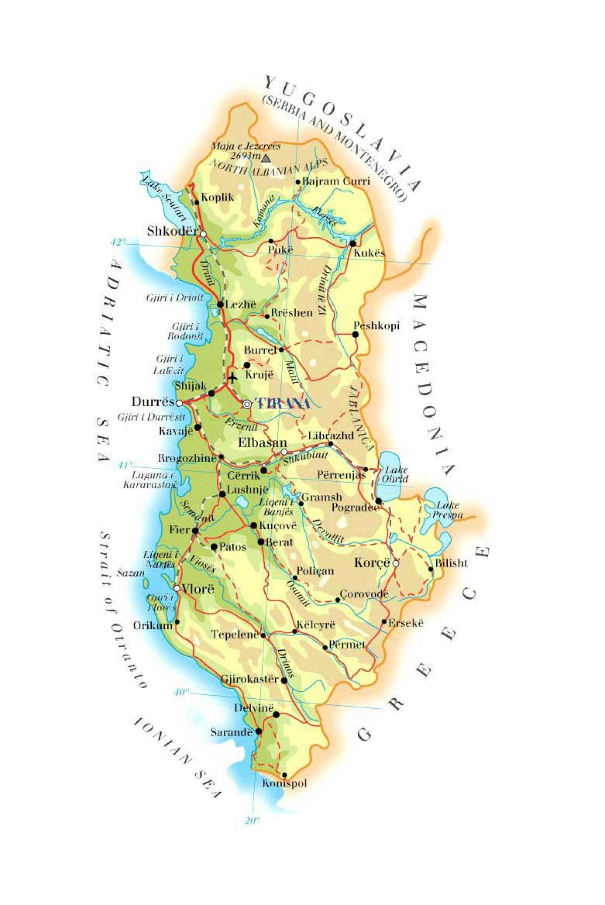 რუკა საქართველოს ფიზიკური რუკა ალბანეთი