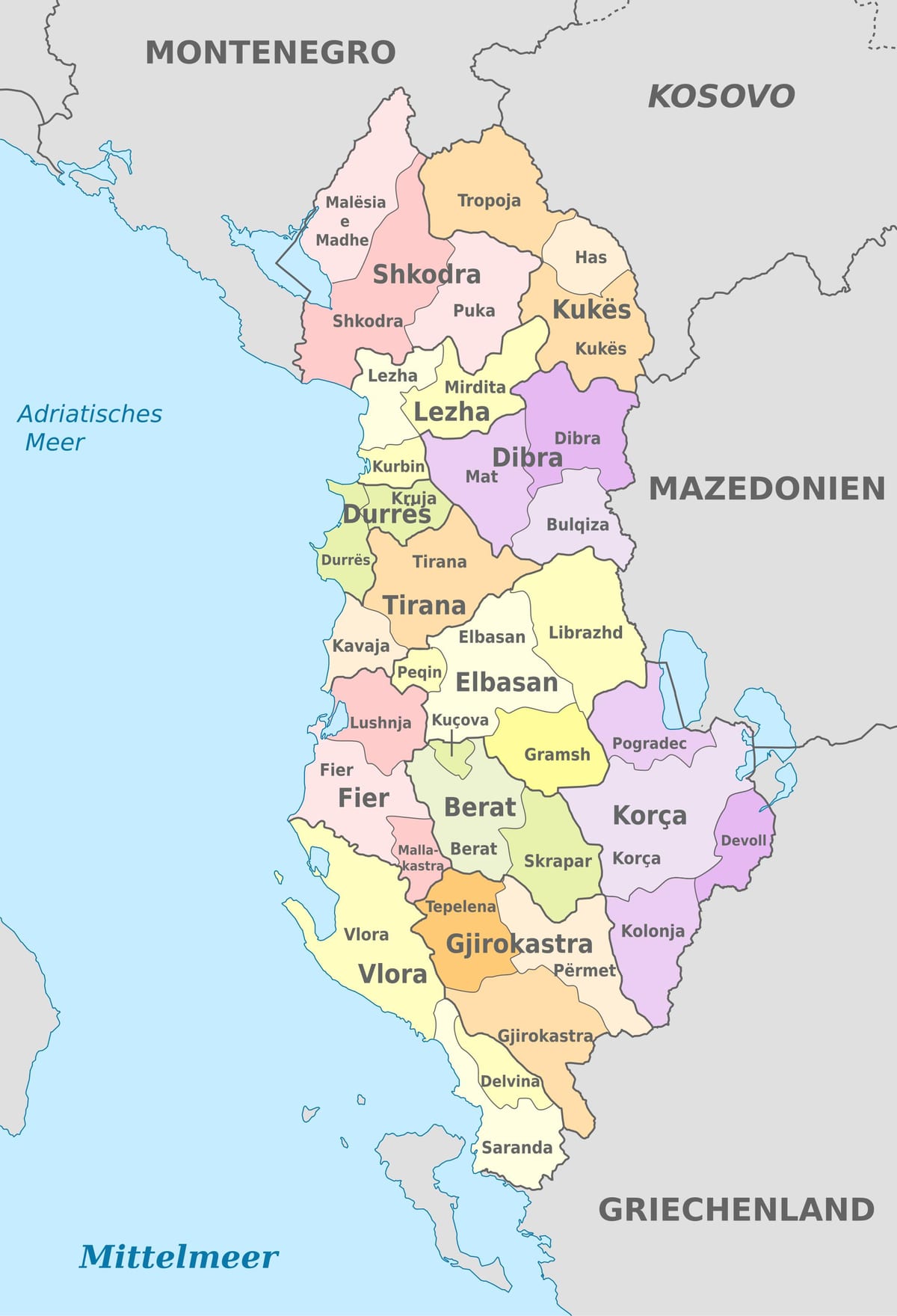რუკა ალბანეთი პოლიტიკური