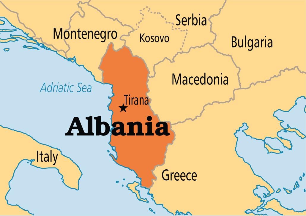 ალბანეთის ქვეყნის რუკა