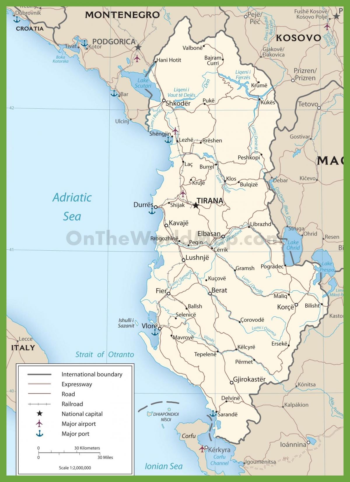 ალბანეთი გზების რუკა